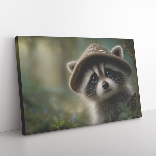 Child_Like_Raccoon_in_Mushroom_Cap_Hat_E_H_Rectangle_Angle_Floor_Mockup.png_15430797