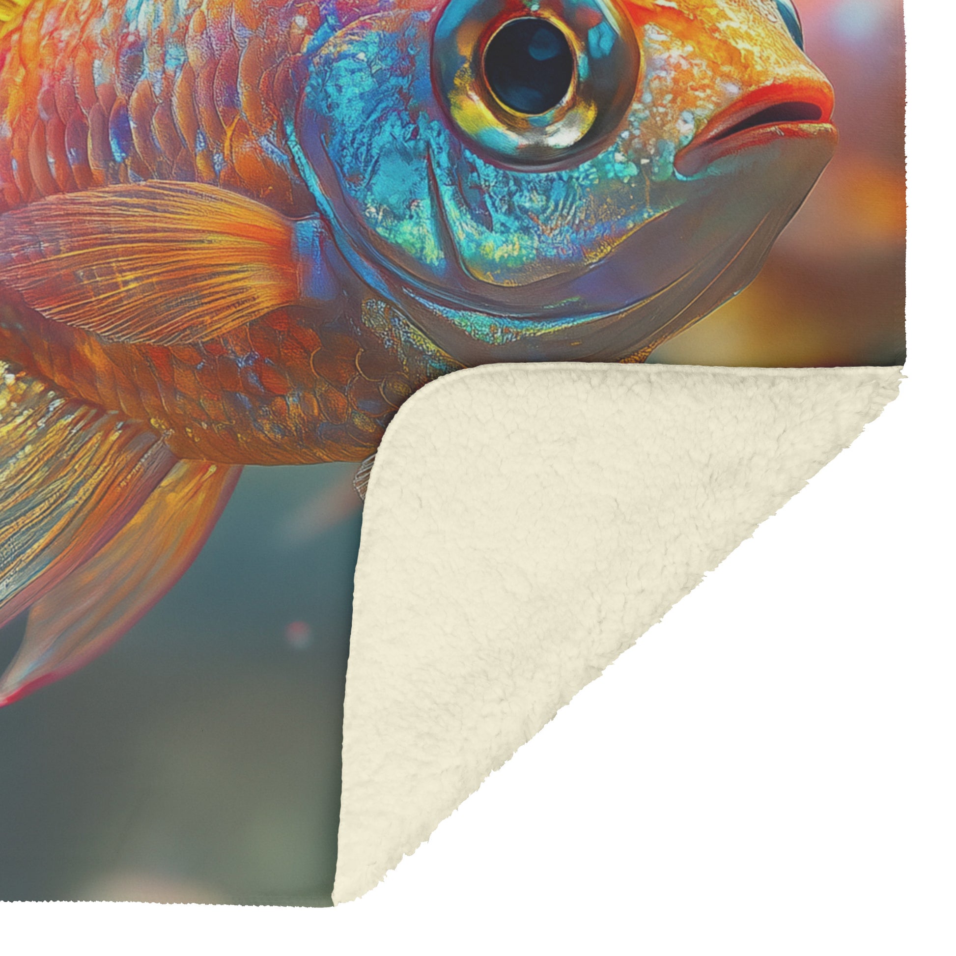 Colorful Goldfish Cozy Fleece and Sherpa Blanket Swimming Gracefully in a Serene Aquarium Setting - Awakening Righteousness