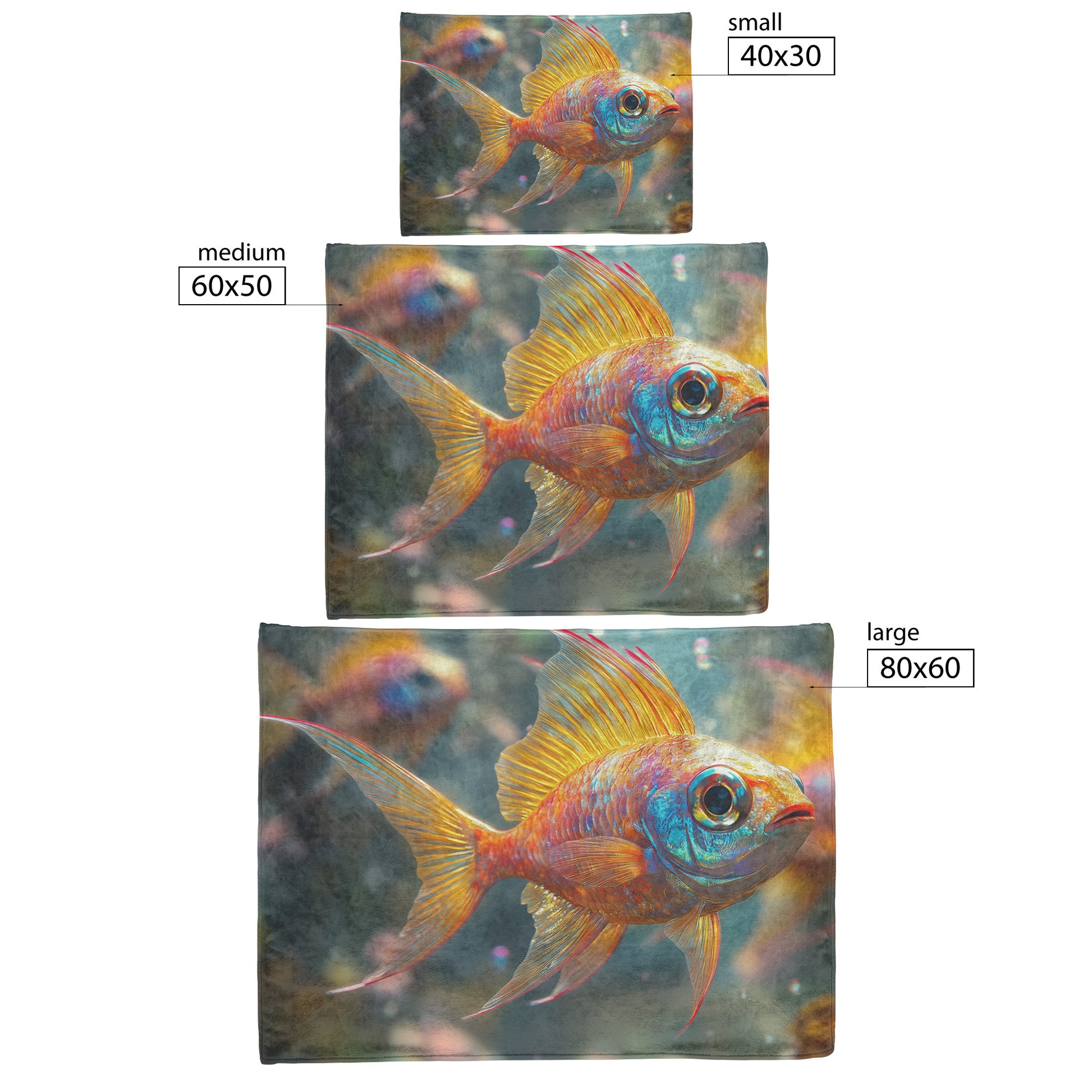 Colorful Goldfish Cozy Fleece and Sherpa Blanket Swimming Gracefully in a Serene Aquarium Setting - Awakening Righteousness