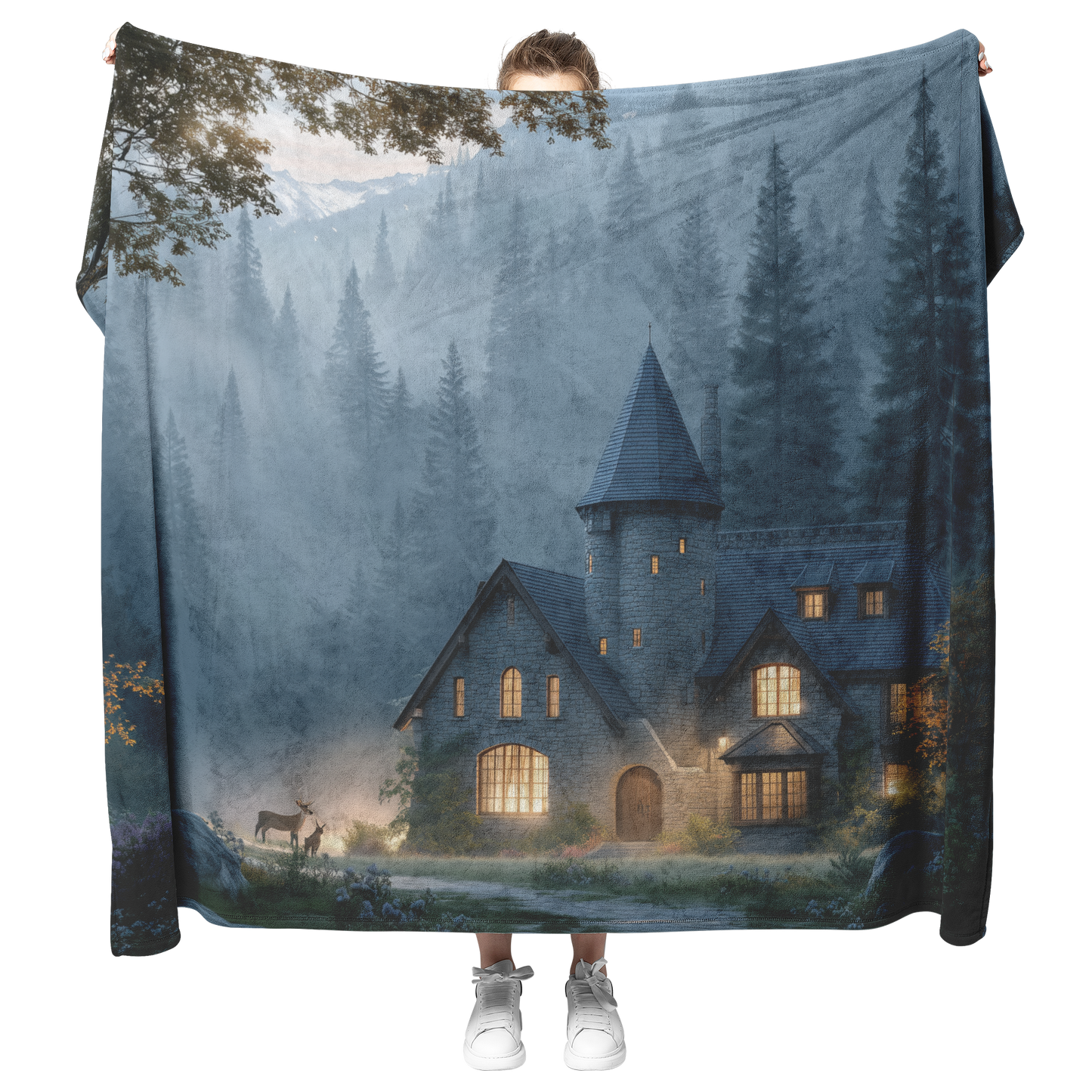 Cozy_Woodland_Castle_With_Glowing_Window_H_Blanket_Model_Mockup.png_15278952