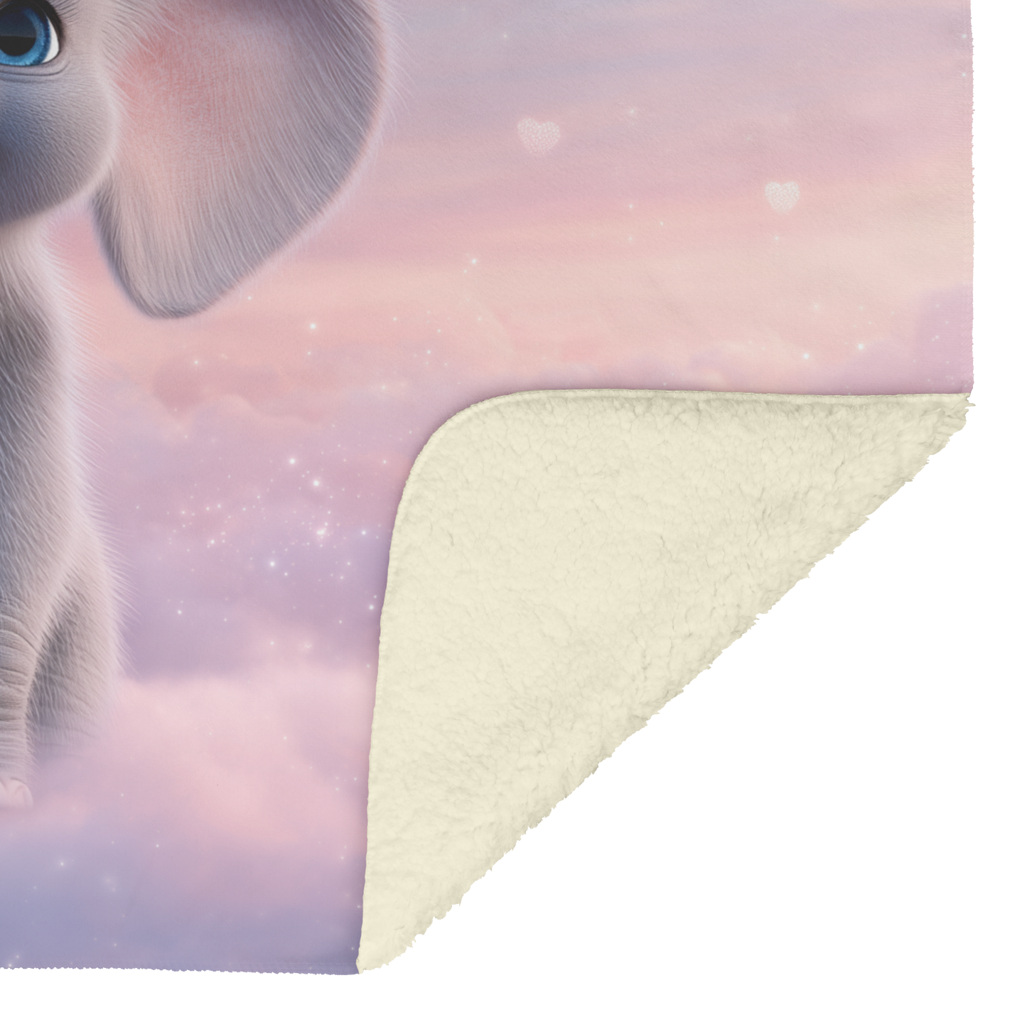 Cute Baby Elephant with Heart Shaped Bubbles Sherpa Fleece Throw Blanket Soft Cozy Design Loving Valentines Day Gift