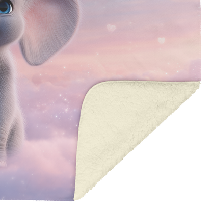 Cute Baby Elephant with Heart Shaped Bubbles Sherpa Fleece Throw Blanket Soft Cozy Design Loving Valentines Day Gift