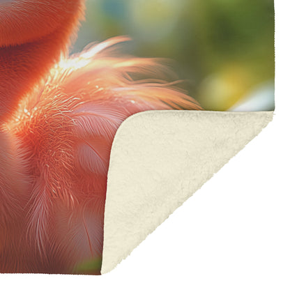 Cute Baby Flamingo in Tropical Jungle Cozy Fleece and Sherpa Blanket - Awakening Righteousness