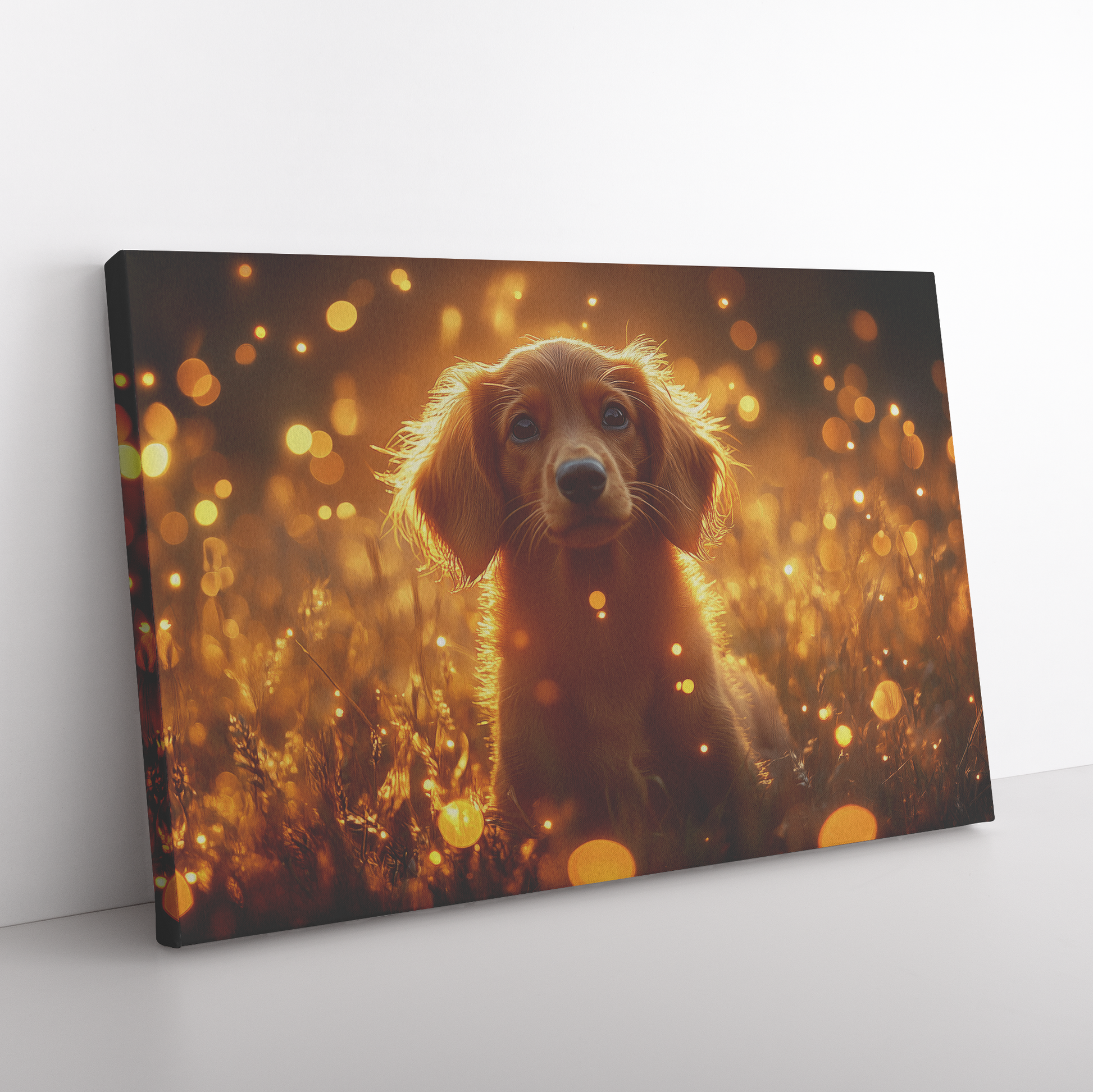 Dachshund_Puppy_Playing_in_a_Glowing_Mea_H_Rectangle_Angle_Floor_Mockup.png