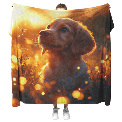 Dachshund_Puppy_in_Meadow_with_Light_Tra_H_Blanket_Model_Mockup.png