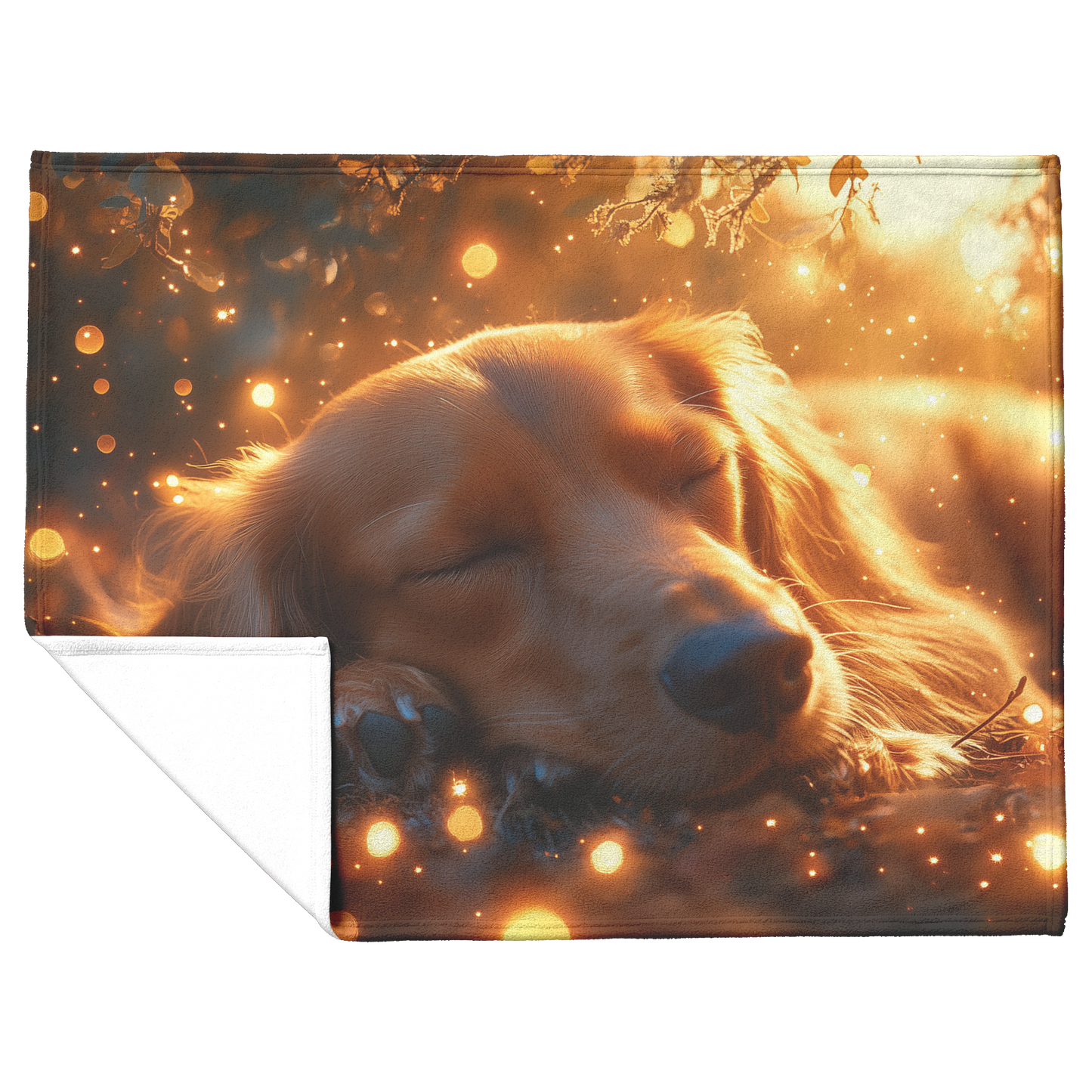 Dachshund_Under_Glowing_Tree_with_Golden_H_Blanket_Flat_Fold_Mockup.png