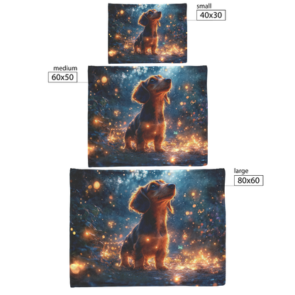 Dachshund_on_Forest_Path_with_Fireflies__H_Blanket_Size_Options_Mockup.png