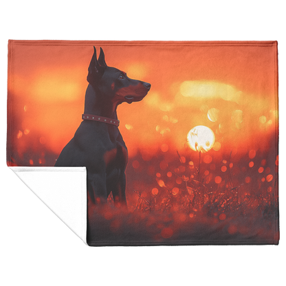 Doberman_at_Sunset_on_Hilltop_with_Light_H_Blanket_Flat_Fold_Mockup.png