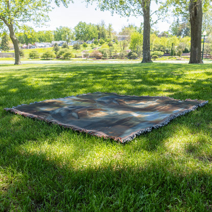 Dolphins Leaping in Tropical Paradise Woven Throw Blanket - Awakening Righteousness