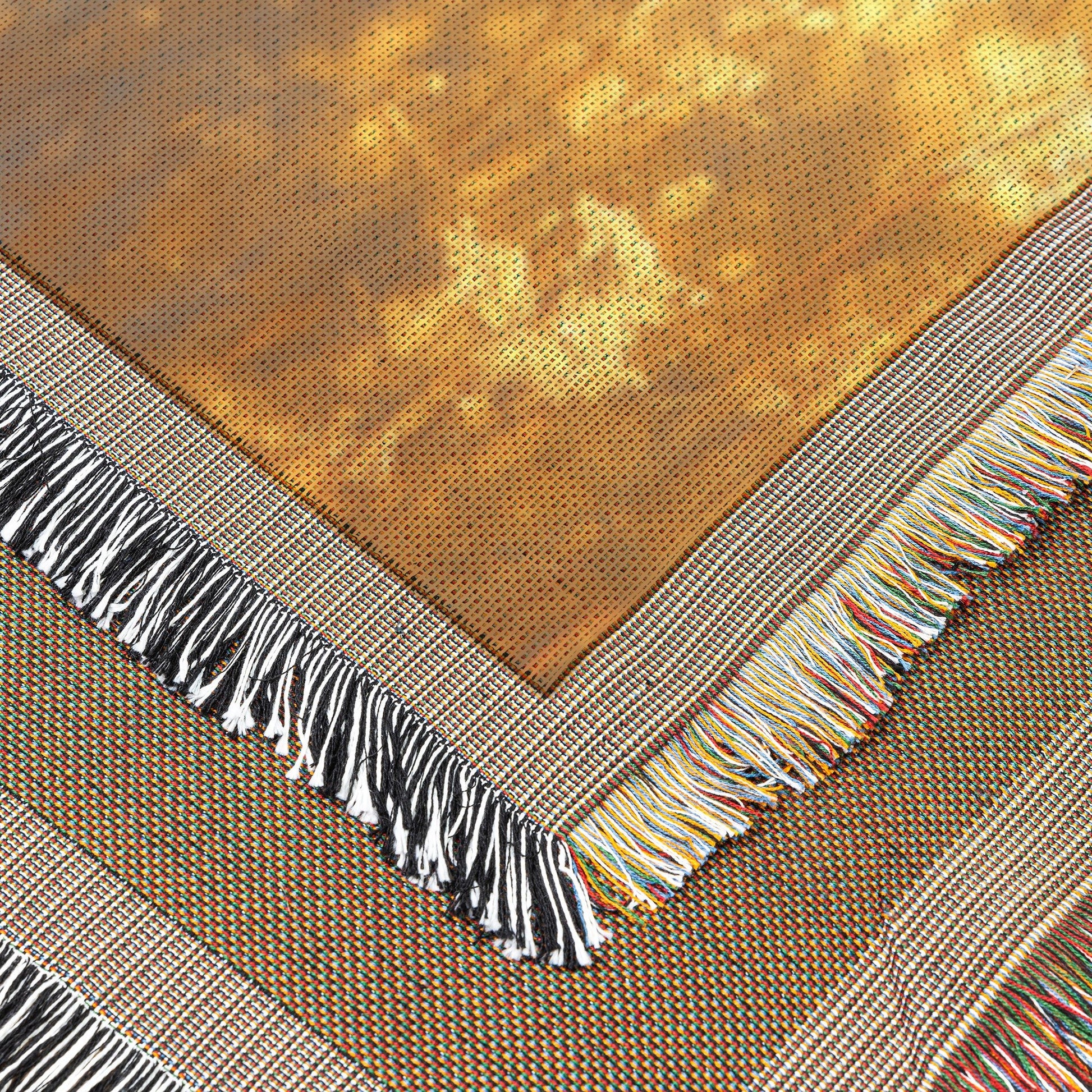Elegant Kudu Antelope Woven Throw Blanket  Majestic Wildlife Blanket with Golden Savanna Sunset and Vibrant Wildflowers for Nature Lovers  Perfect for Living Room Bedroom or Safari Décor - Awakening Righteousness