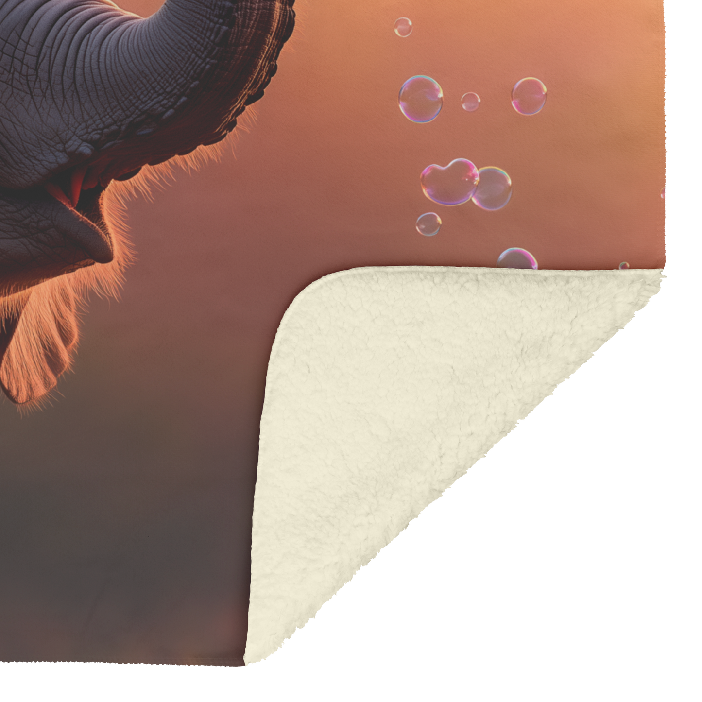 Elephant Blowing Heart Shaped Bubbles at Sunset Sherpa Fleece Throw Blanket Cute Cozy Design Loving Valentines Day Gift
