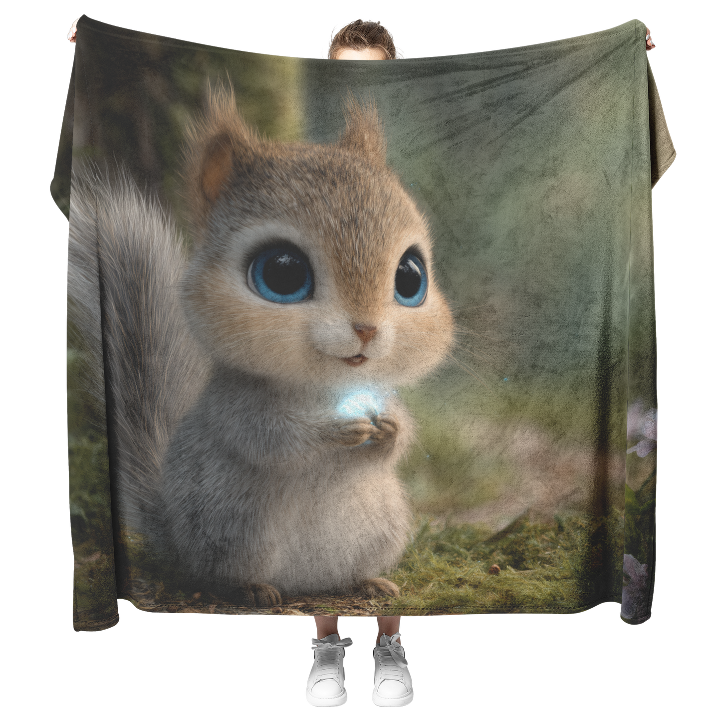 Enchanted_Squirrel_With_Blue_Eyes_Holdin_H_Blanket_Model_Mockup.png
