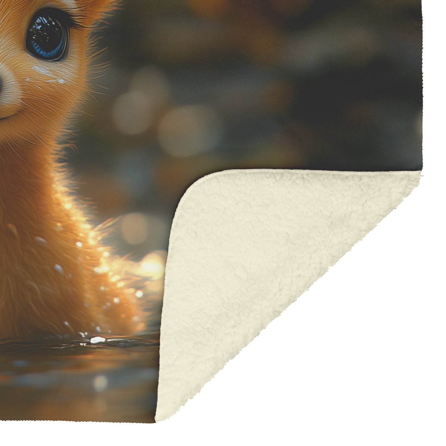Enchanting Baby Deer Standing in Water of Enchanted Forest Fleece and Sherpa Blanket - Awakening Righteousness