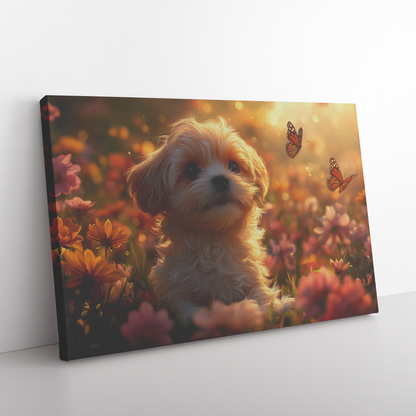 Fluffy_Shih_Tzu_Puppy_Sitting_in_Glowing_H_Rectangle_Angle_Floor_Mockup.png