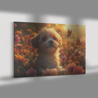 Fluffy_Shih_Tzu_Puppy_Sitting_in_Glowing_H_Rectangle_Dramatic_Shadow_Mockup.png