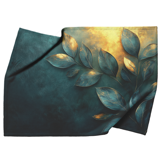 Forest_Green_and_Gold_Abstract_Floral_De_H_Blanket_Top_Bottom_Folds_Mockup.png