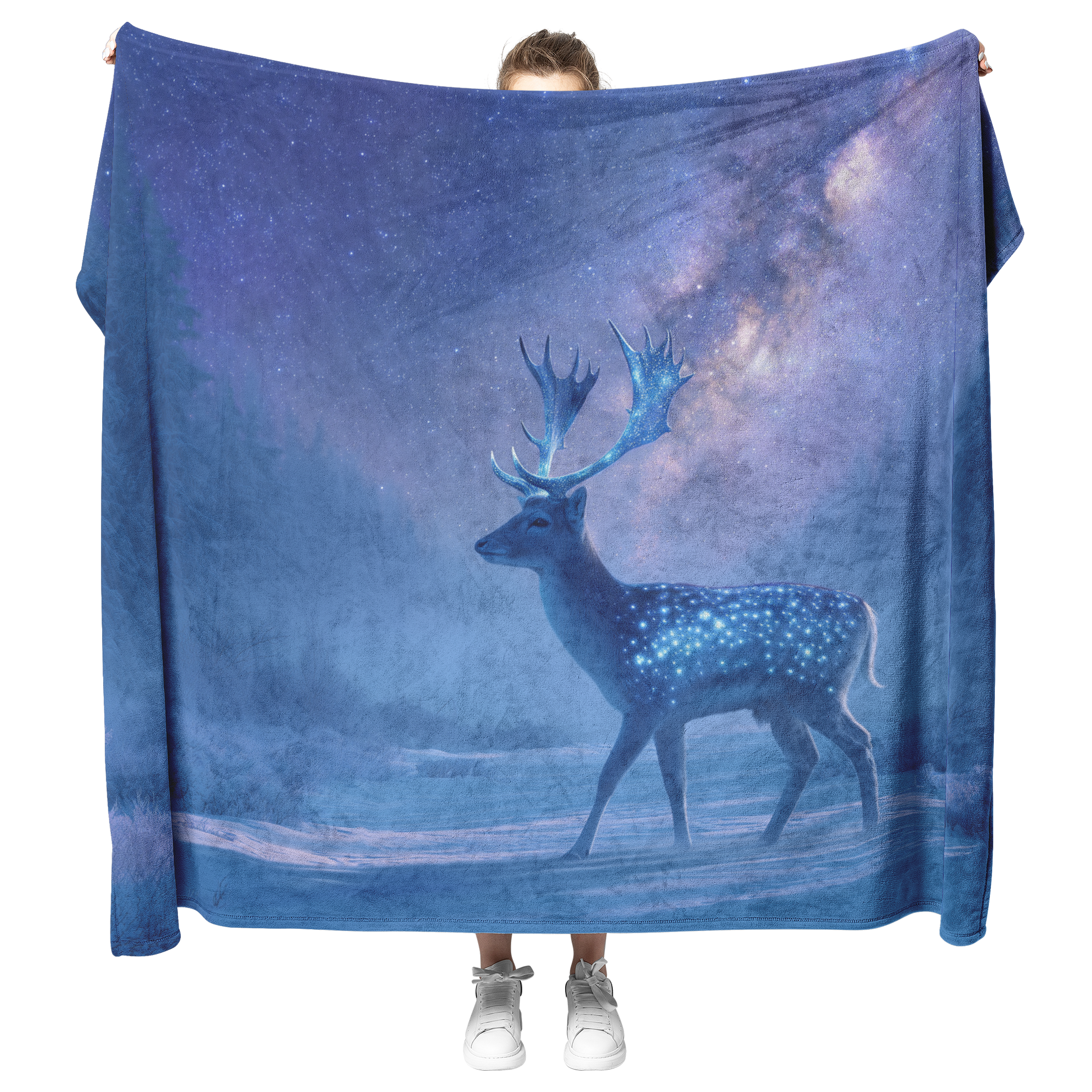 Galaxy_Deer_Crystal_Antlers_Snow_Forest__H_Blanket_Model_Mockup.png
