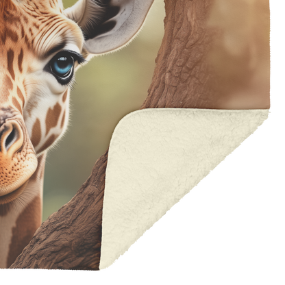 Giraffe Peeking Through Heart Shaped Vine Opening Sherpa Fleece Throw Blanket Cute Cozy Design Loving Valentines Day Gift