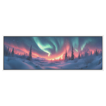 Glowing_Aurora_Borealis_Over_Snowy_Fores_White_Framed_Canvas_H_Panoramic_Main_Mockup.png