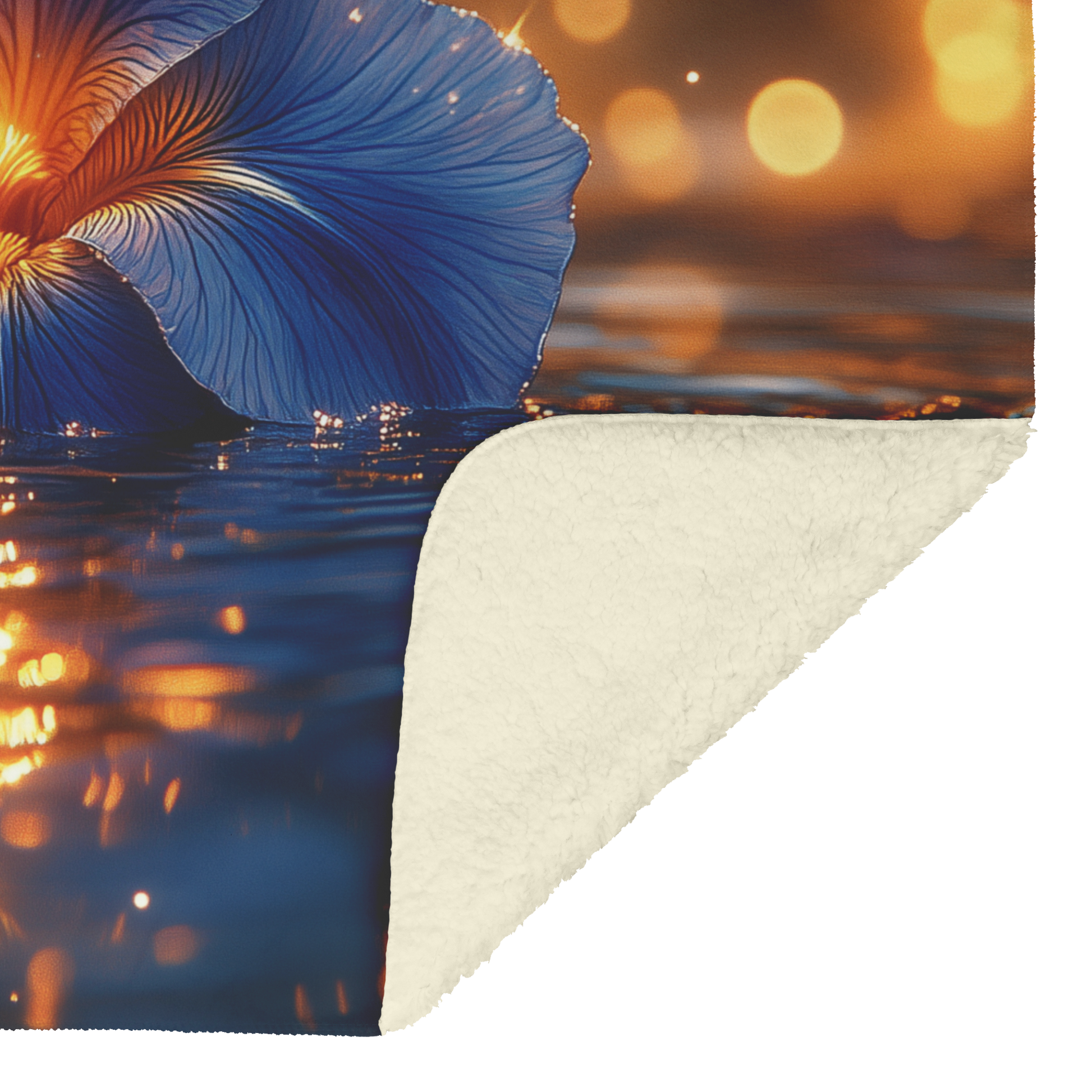 Glowing_Blue_Iris_on_Pond_with_Golden_Ri_H_Blanket_Sherpa_Mockup.png