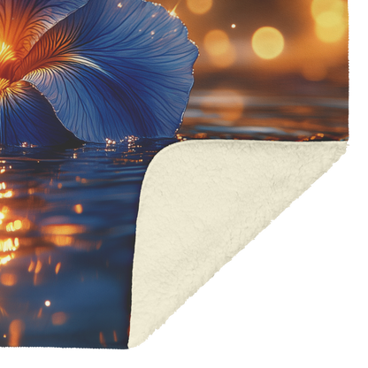 Glowing_Blue_Iris_on_Pond_with_Golden_Ri_H_Blanket_Sherpa_Mockup.png