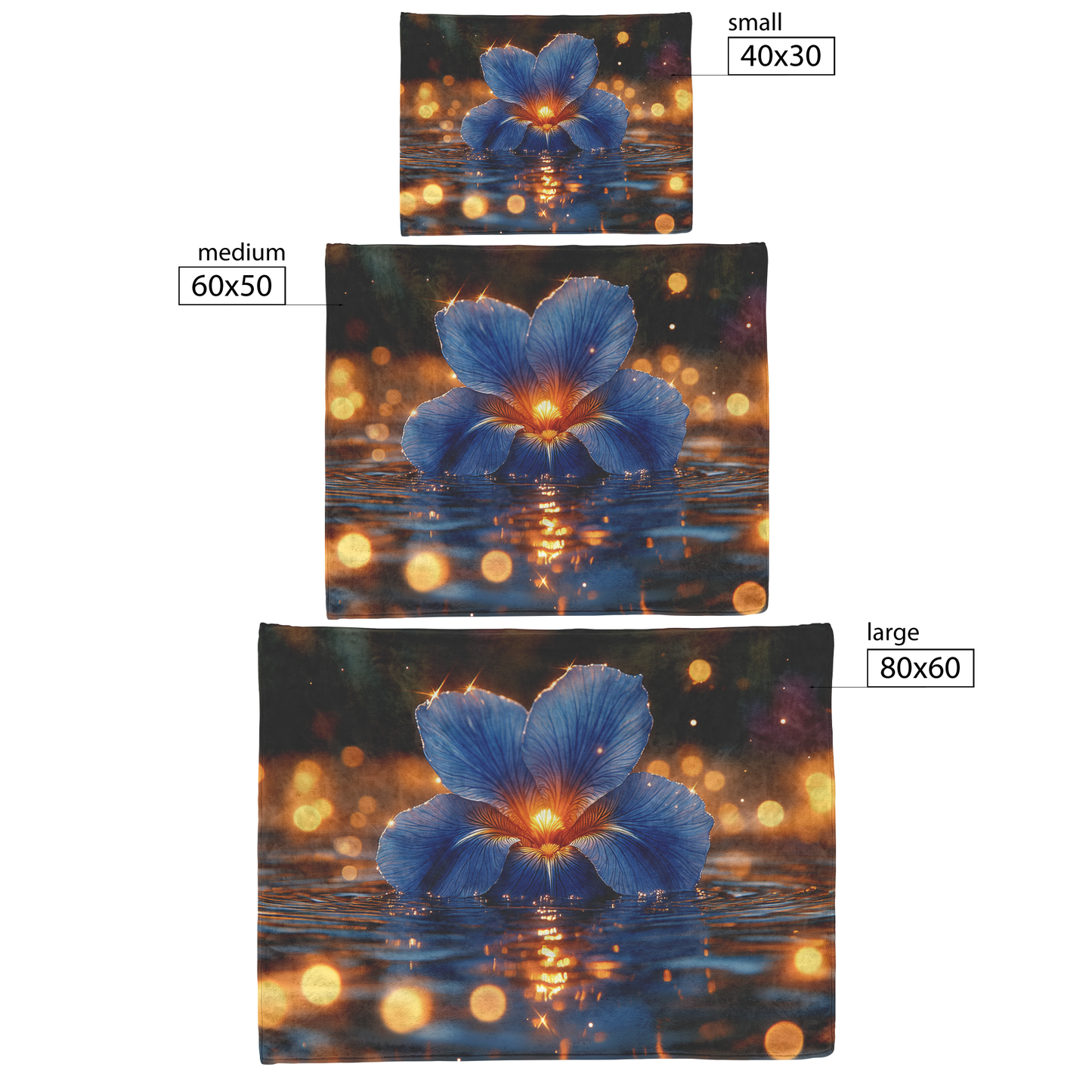 Glowing_Blue_Iris_on_Pond_with_Golden_Ri_H_Blanket_Size_Options_Mockup.png
