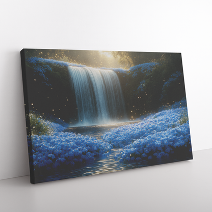 Glowing_Blue_Irises_Blooming_Beside_Crys_H_Rectangle_Angle_Floor_Mockup.png