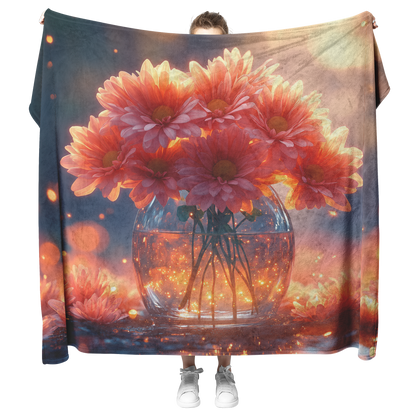 Glowing_Blue_Poppy_on_Water_with_Golden__H_Blanket_Model_Mockup.png