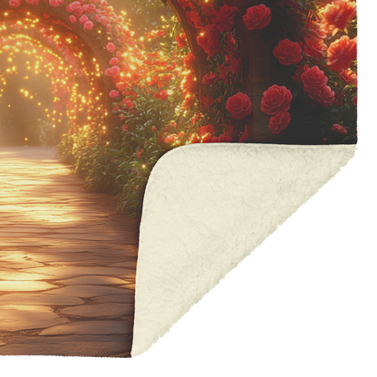 Glowing_Dahlia_Archway_with_Golden_Light_H_Blanket_Sherpa_Mockup.png
