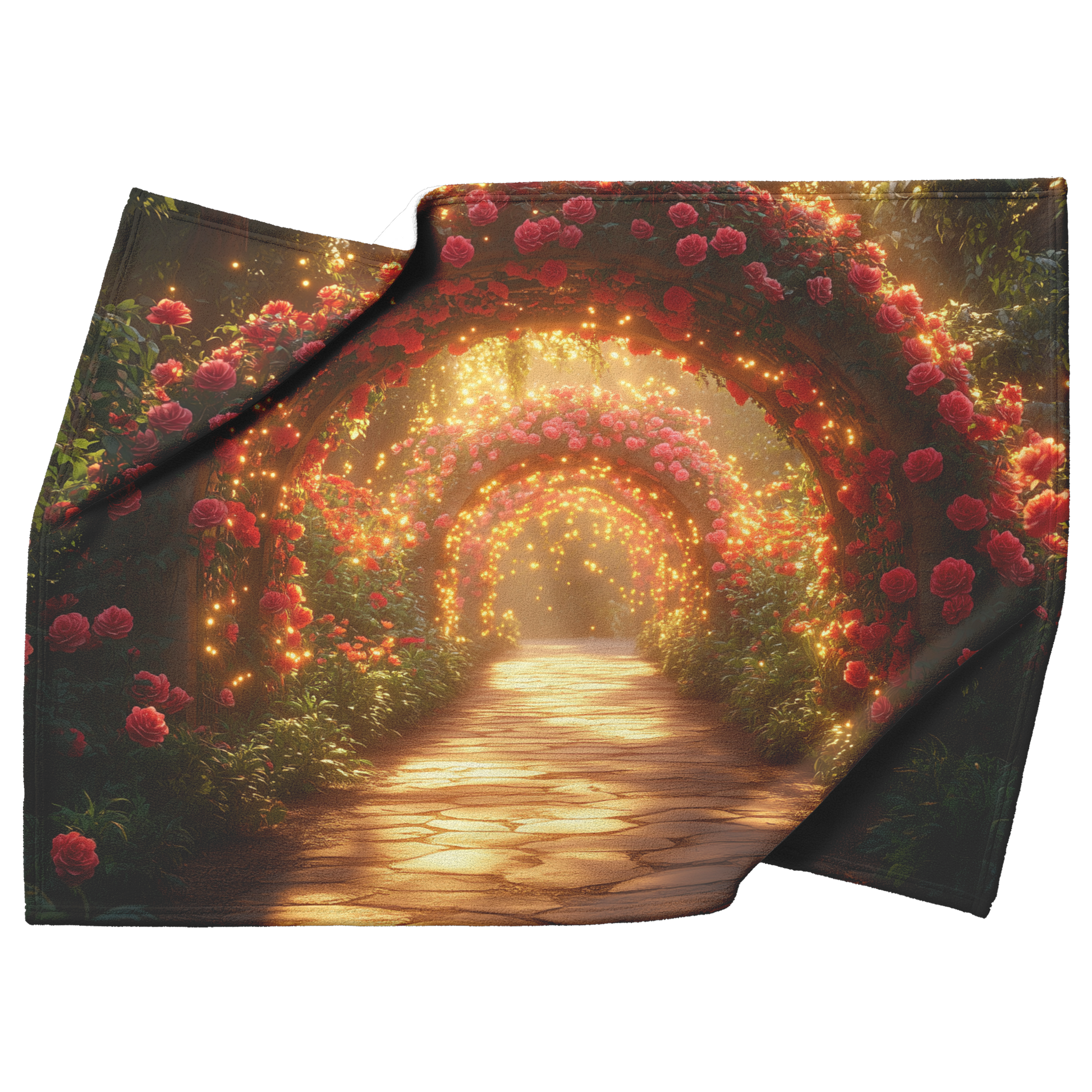 Glowing_Dahlia_Archway_with_Golden_Light_H_Blanket_Top_Bottom_Folds_Mockup.png