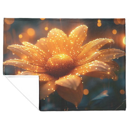Glowing_Daisy_Covered_in_Morning_Dew_Fle_H_Blanket_Flat_Fold_Mockup.png