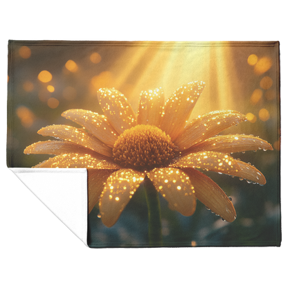 Glowing_Daisy_Covered_in_Morning_Dew_Fle_H_Blanket_Flat_Fold_Mockup.png