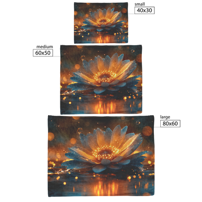 Glowing_Daisy_by_Clear_Pond_with_Golden__H_Blanket_Size_Options_Mockup.png