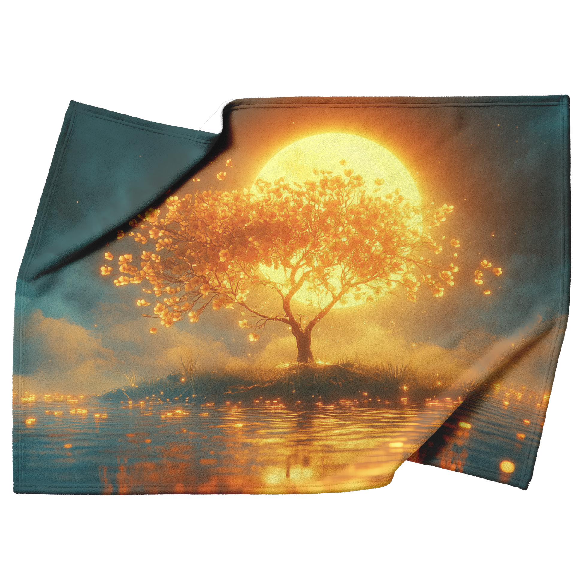 Glowing_Geranium_Bush_with_Silver_Light__H_Blanket_Top_Bottom_Folds_Mockup.png