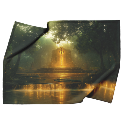 Glowing_Legendary_Sword_Surrounded_by_Sh_H_Blanket_Top_Bottom_Folds_Mockup.png