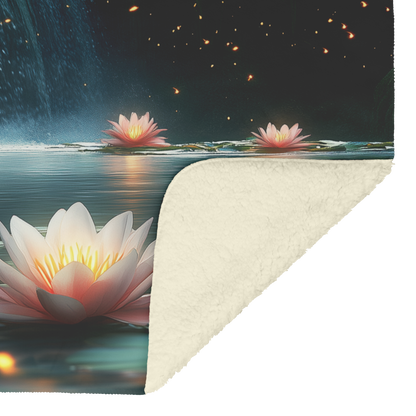 Glowing_Lilies_Beside_Crystal_Waterfall__H_Blanket_Sherpa_Mockup.png