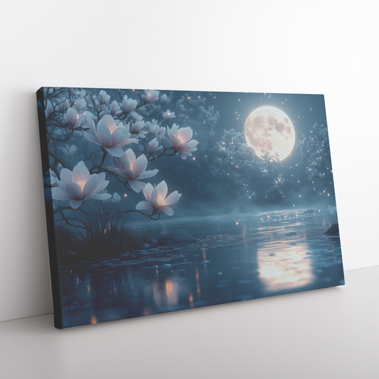 Glowing_Magnolia_Branch_Silhouetted_Agai_H_Rectangle_Angle_Floor_Mockup.png