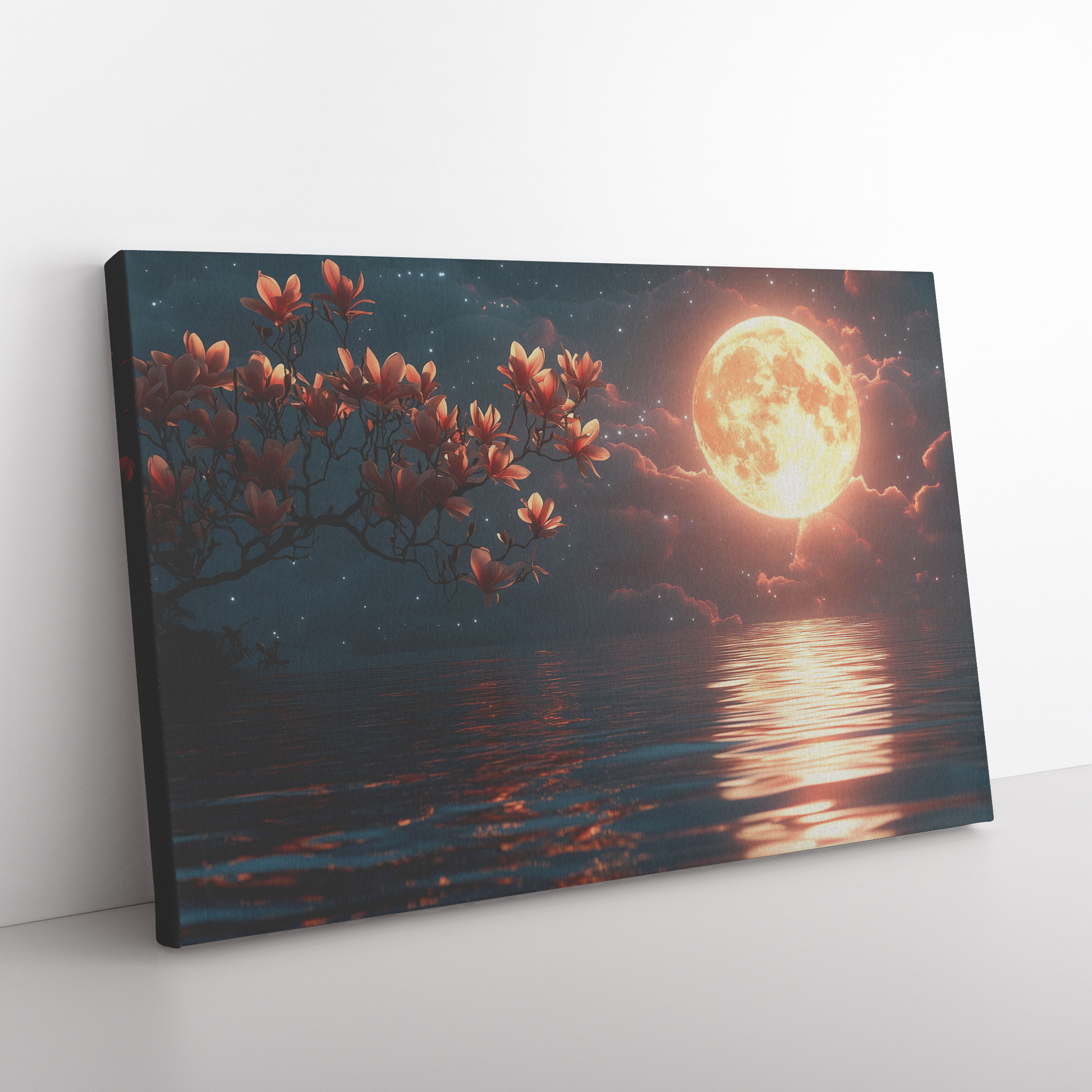 Glowing_Magnolia_Branch_Silhouetted_Agai_H_Rectangle_Angle_Floor_Mockup.png