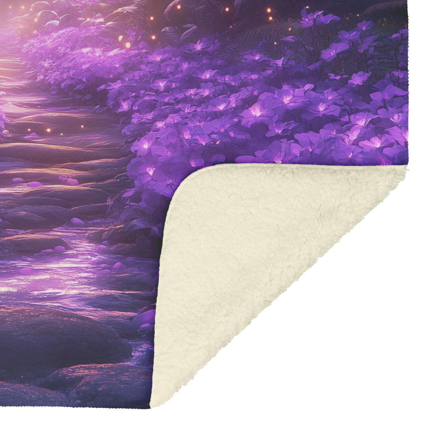 Glowing_Purple_Geraniums_in_Forest_with__H_Blanket_Sherpa_Mockup.png