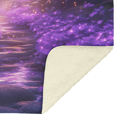 Glowing_Purple_Geraniums_in_Forest_with__H_Blanket_Sherpa_Mockup.png