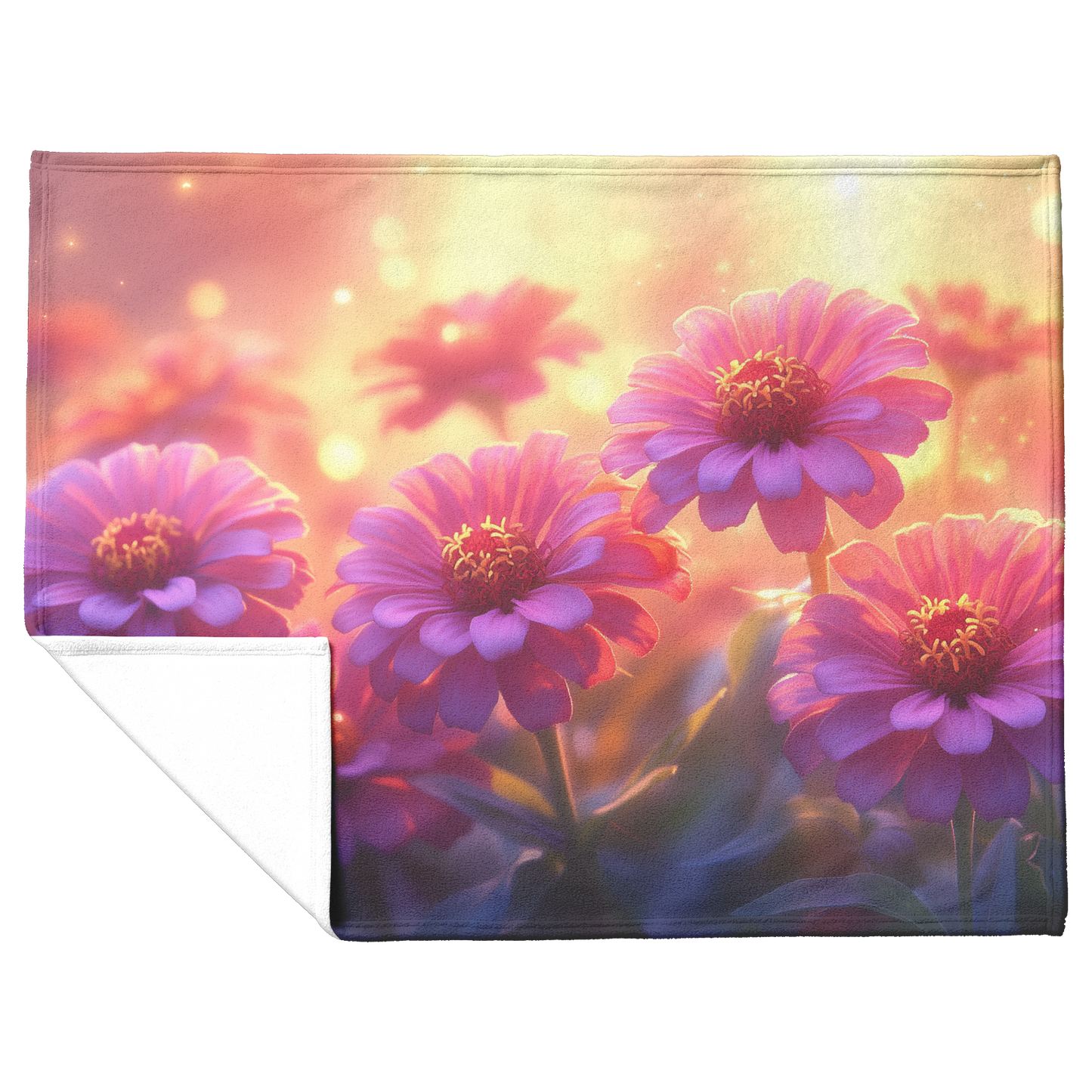 Glowing_Purple_and_Red_Zinnias_with_Gold_H_Blanket_Flat_Fold_Mockup.png