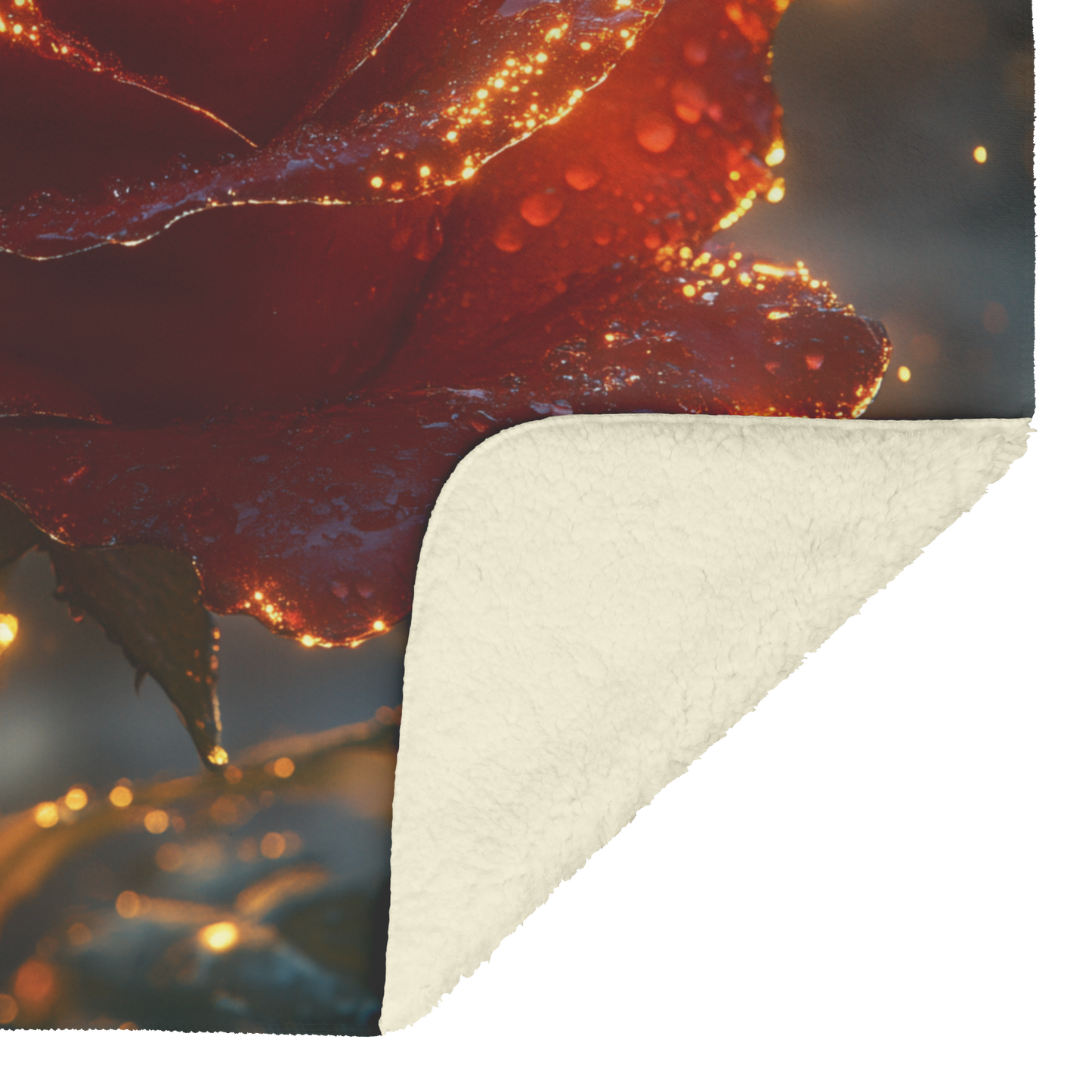 Glowing_Red_Rose_with_Dewdrops_Golden_Li_H_Blanket_Sherpa_Mockup.png