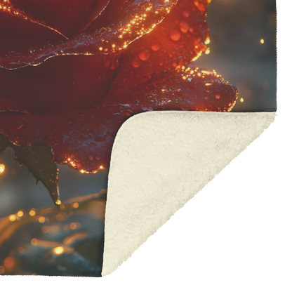 Glowing_Red_Rose_with_Dewdrops_Golden_Li_H_Blanket_Sherpa_Mockup.png