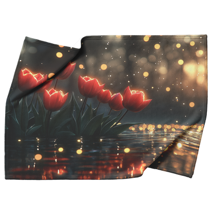 Glowing_Red_Tulips_by_Clear_Pond_with_Go_H_Blanket_Top_Bottom_Folds_Mockup.png