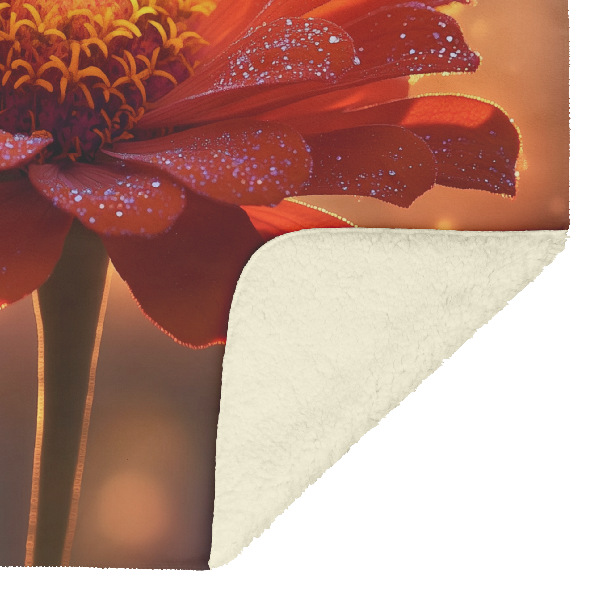 Glowing_Red_Zinnia_with_Golden_Mist_Spar_H_Blanket_Sherpa_Mockup.png