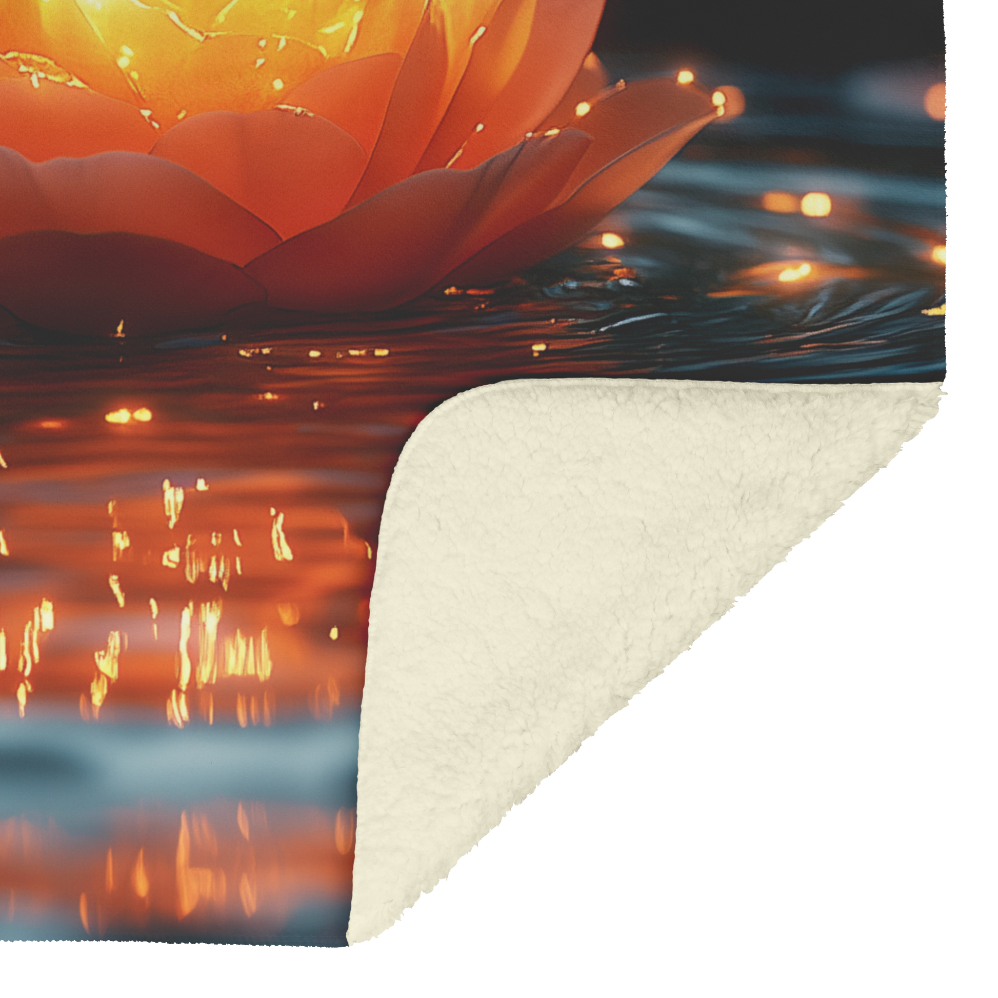 Glowing_Rose_Petal_Floating_on_Clear_Pon_H_Blanket_Sherpa_Mockup.png