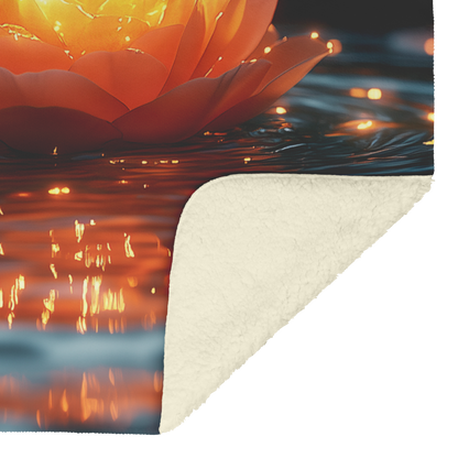 Glowing_Rose_Petal_Floating_on_Clear_Pon_H_Blanket_Sherpa_Mockup.png