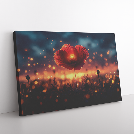Glowing_Single_Red_Poppy_Silhouetted_Aga_H_Rectangle_Angle_Floor_Mockup.png