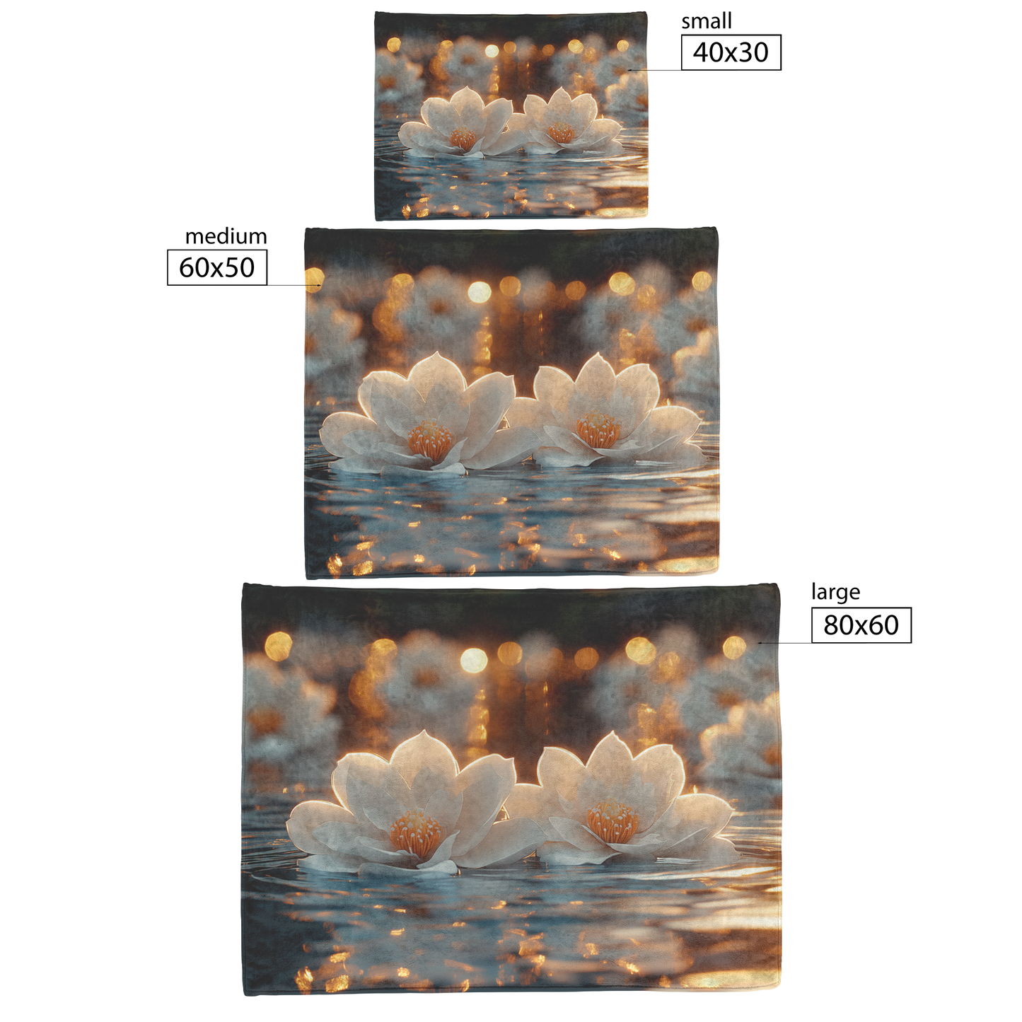 Glowing_White_Gardenias_on_Pond_with_Gol_H_Blanket_Size_Options_Mockup.png