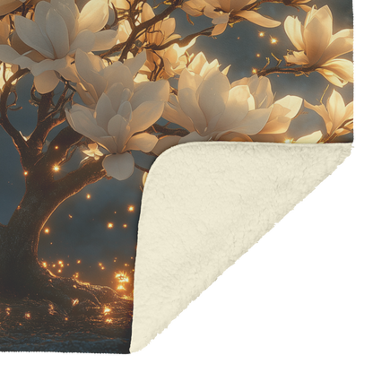 Glowing_White_Magnolia_Tree_with_Golden__H_Blanket_Sherpa_Mockup.png